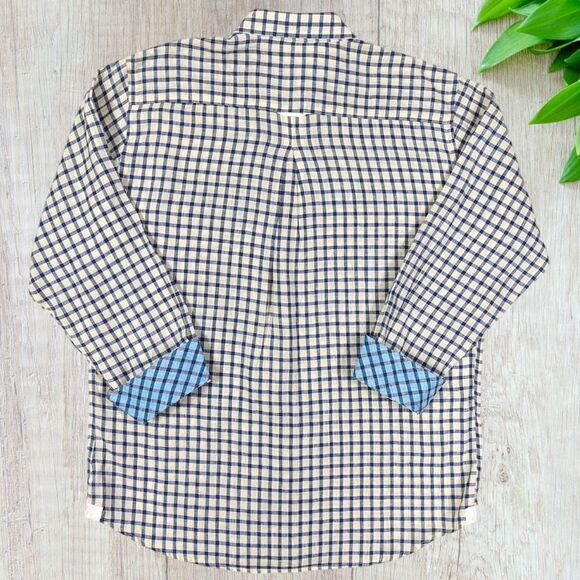 Anthropologie Mine Mens Shirt Sz XL Linen Contrasting Sleeves Minimalist Resort - Picture 2 of 9